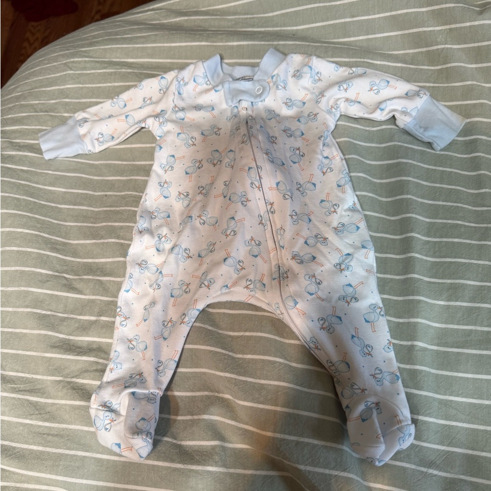 Magnolia Light Blue Stork Patterned Baby Outfit